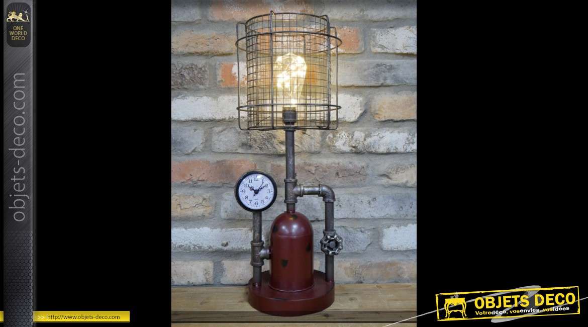 Lampe rétro en métal style machinerie industrielle, avec ampoule LED 56 cm