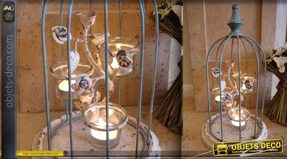 Bougeoir cage à oiseaux pour photophores