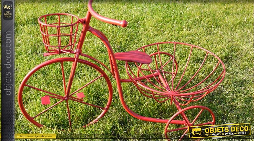 Decoration De Jardin Tricycle En Fer Forge Rouge