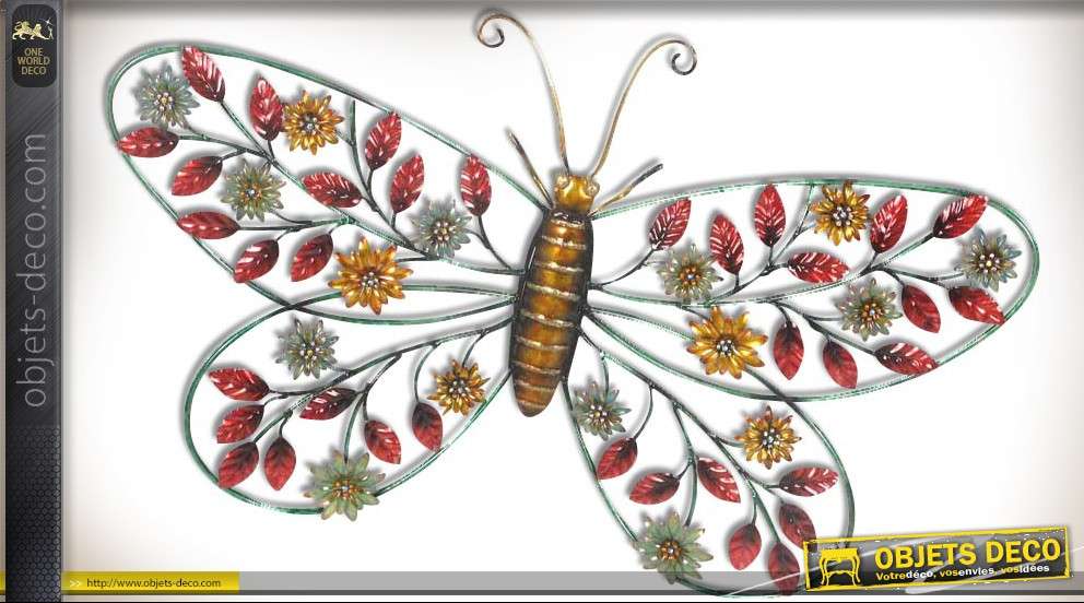 Grand papillon mural en métal (68 cm)