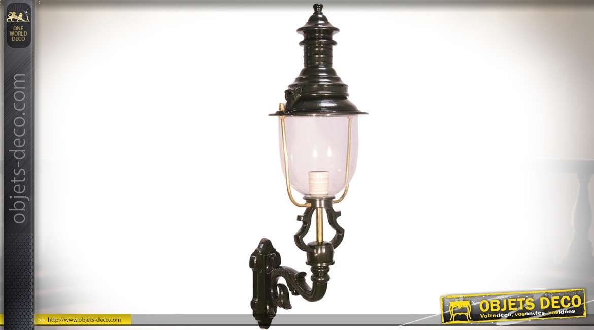 Grande lanterne applique noire électrifiée de style rétro 100 cm