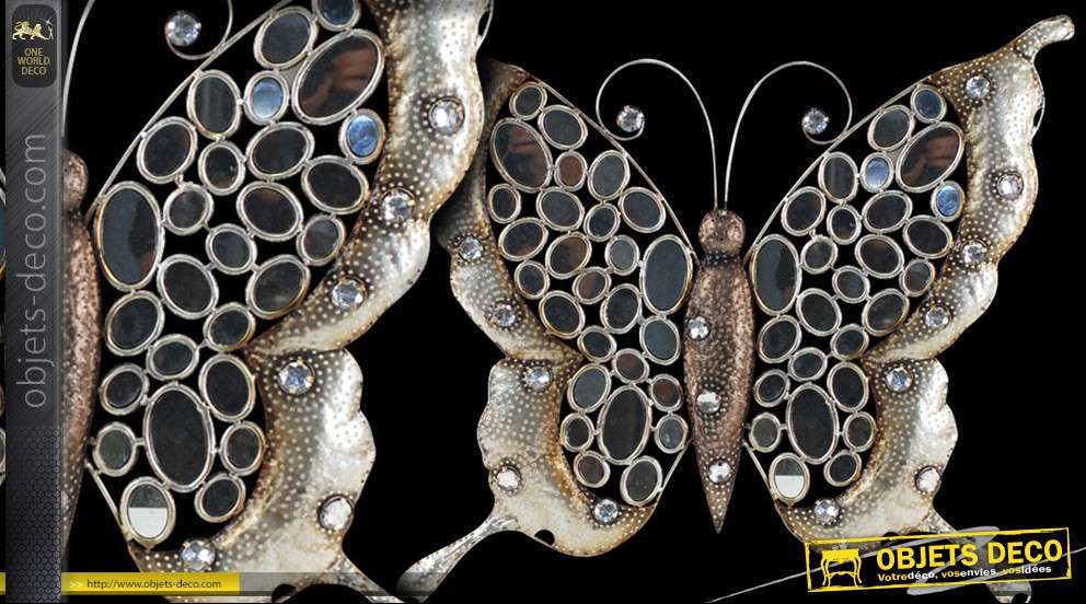 Grand papillon ailes horloge en miroir 