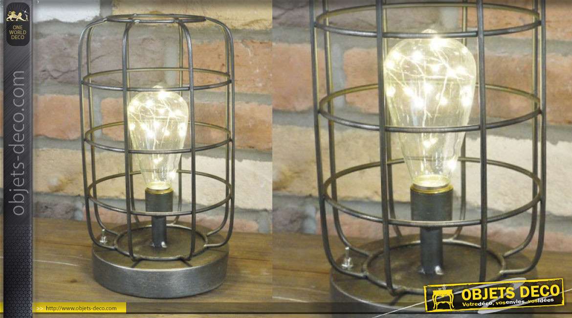 Lampe d'appoint en métal de style industriel avec ampoule à filaments LED