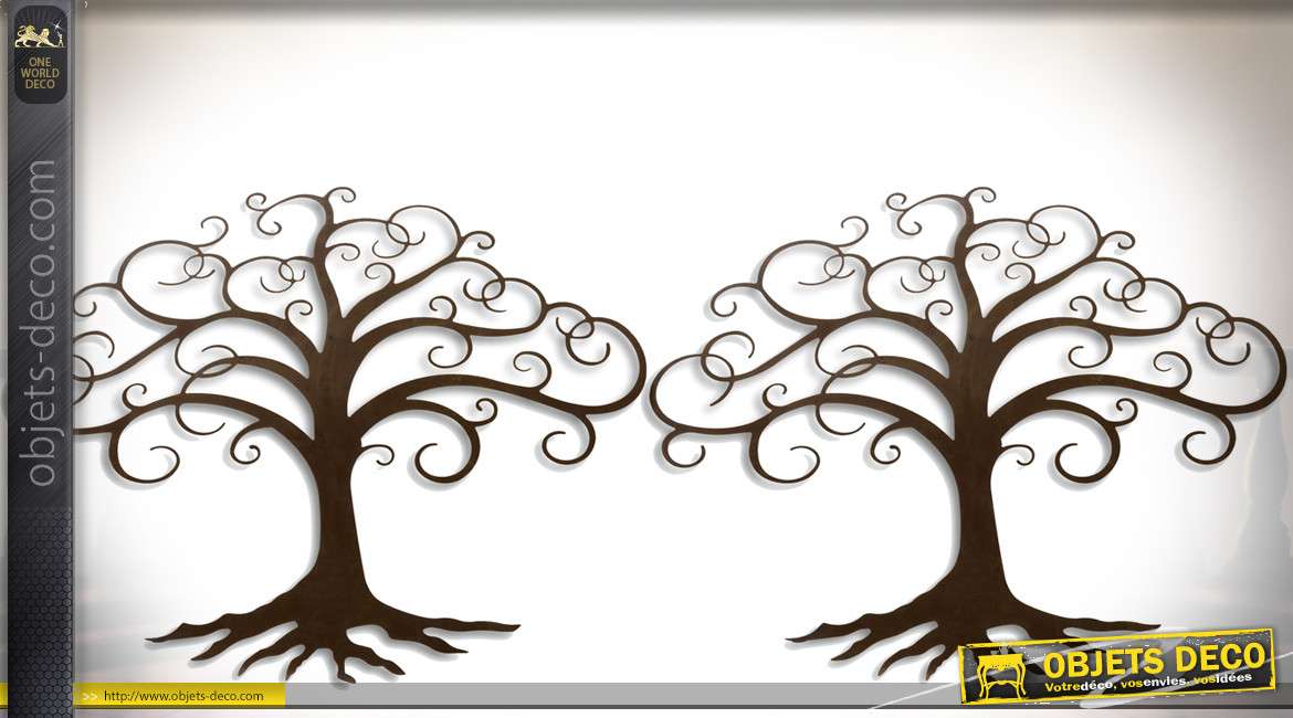 Duo de décorations murales en métal arbres stylisés 190 cm
