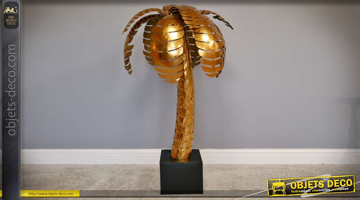 Palmier en métal doré brillant style Art Déco 112 cm