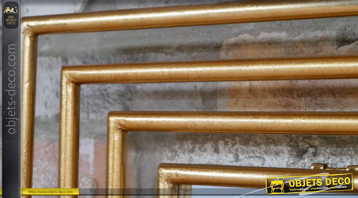 Miroir style indus-chic, encadrement en métal style tube finition doré effet brossé 115cm