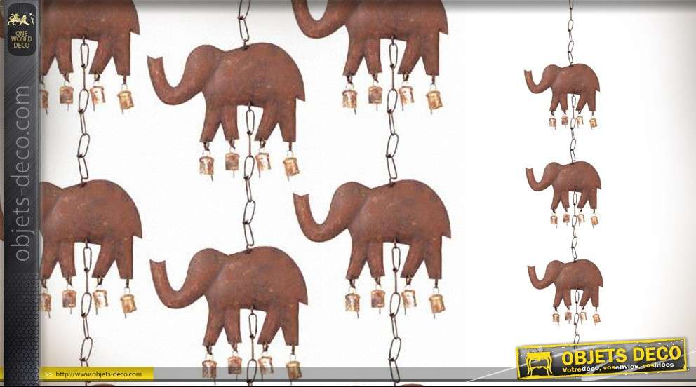 Suspension décorative éléphants et clochettes