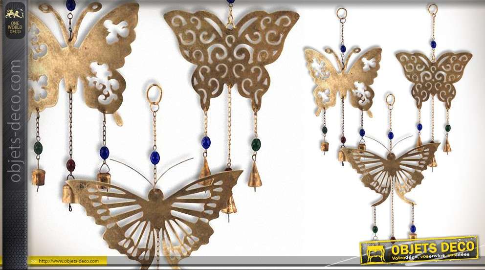 Lot de 3 décorations à suspendre Papillons en métal
