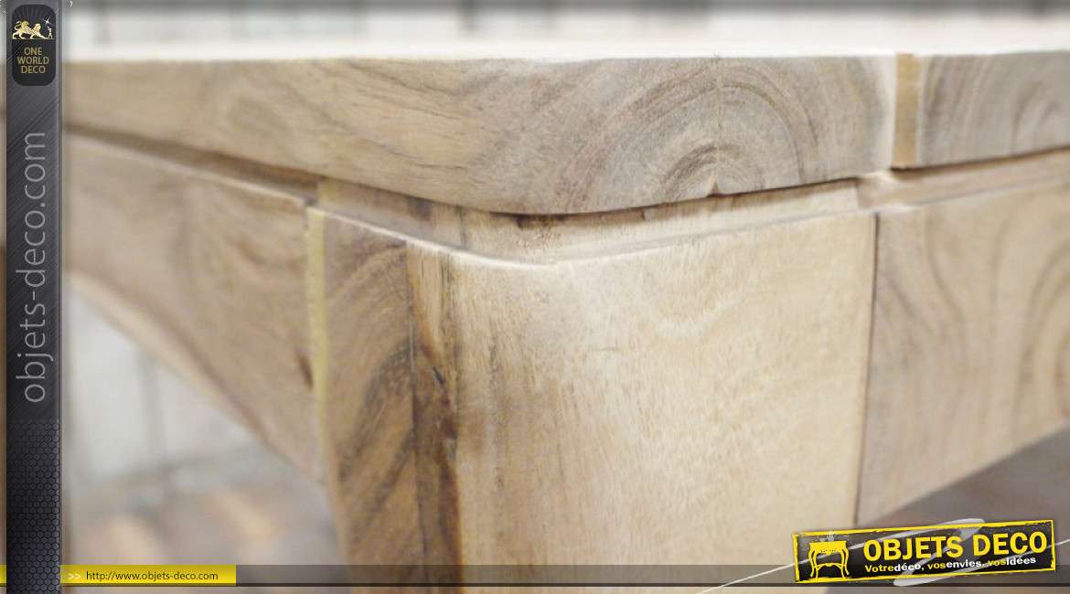 Table de jardin en bois d'acacia massif, finition naturel richement veiné 180cm