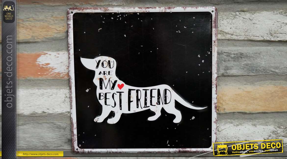Plaque noire en métal inspiration amour des chiens, tu es mon meilleur ami