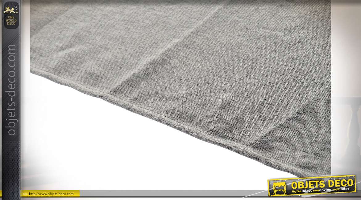 Chemin de table en coton épais doublé polyester, finition gris foncé, 135cm