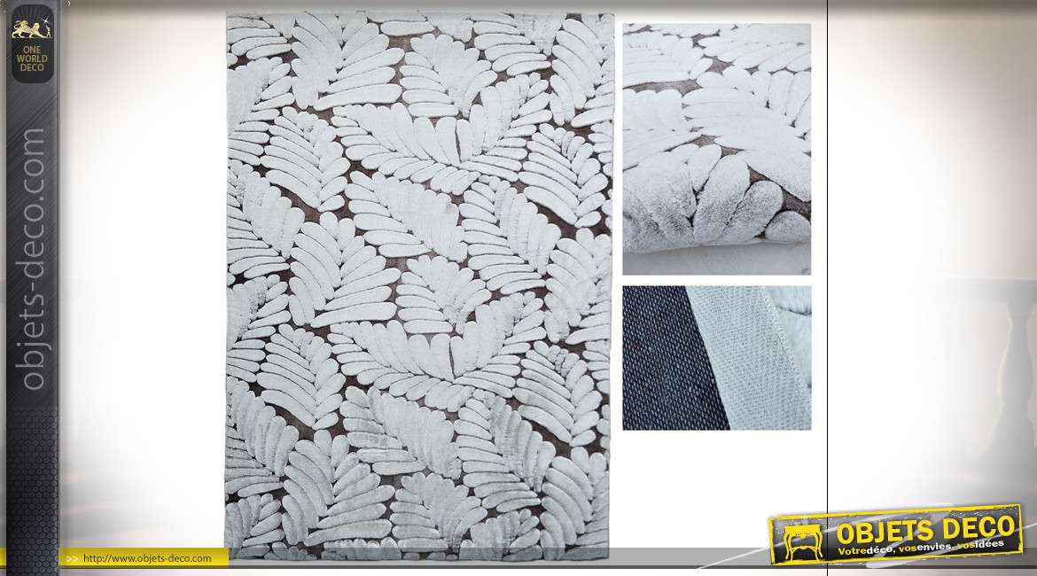 TAPIS POLYESTER 160X230X1 500 GSM. FEUILLES BEIGE