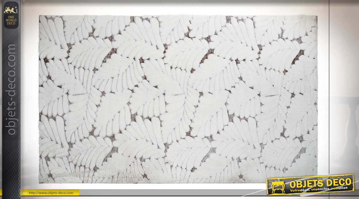 TAPIS POLYESTER 160X230X1 500 GSM. FEUILLES BEIGE