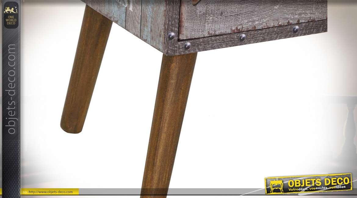 Table de chevet en bois avec 4 tiroirs
