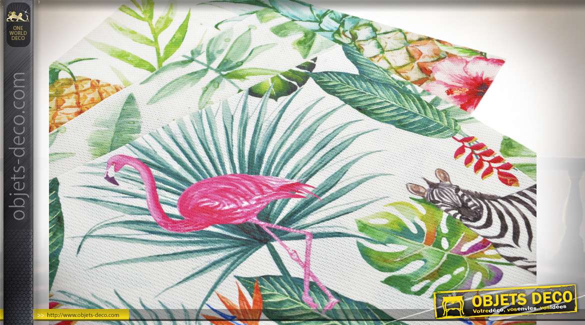 Série de trois set de table réutilisables en pvc, motifs tropicaux esprit jungle pastelle, 45cm
