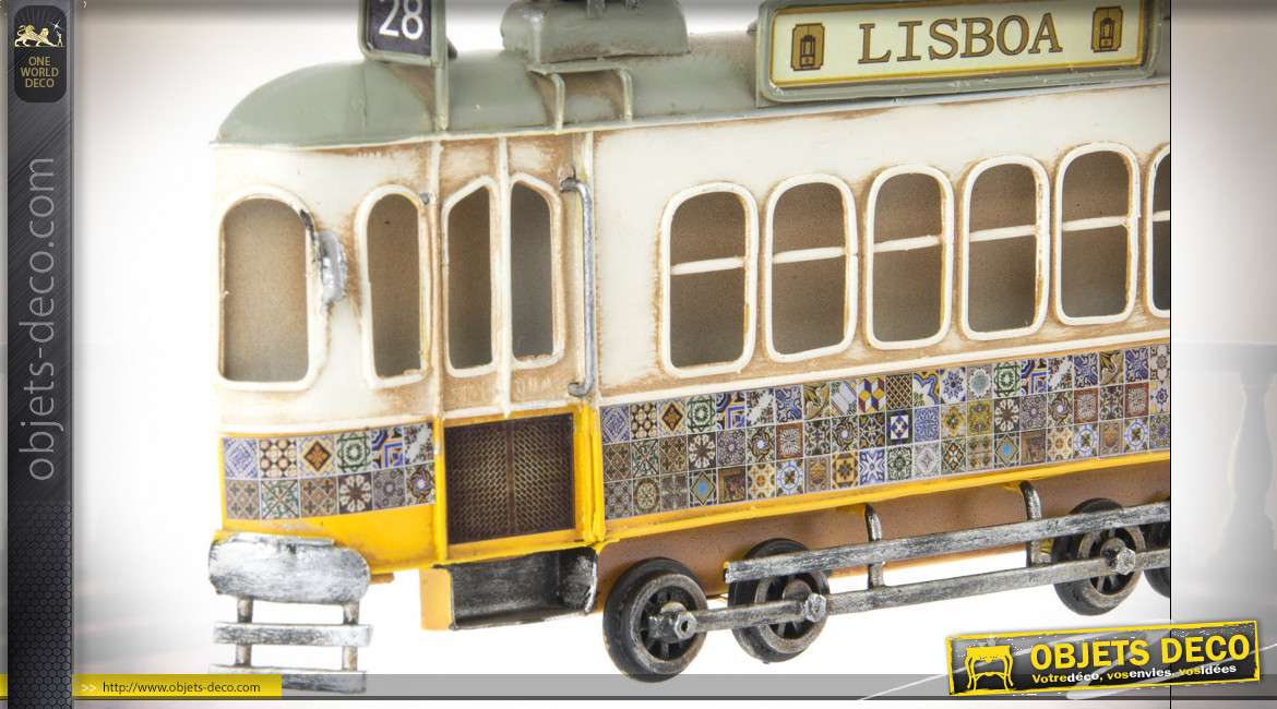 Véhicule de décoration murale, tramway de style vintage de Lisbonne au Portugal, finitions anciennes, 27cm