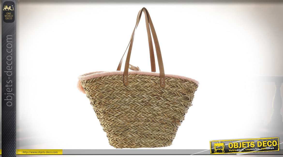 SAC A MAIN SEAGRASS POLYESTER 53X20X30 21600 POMPONS