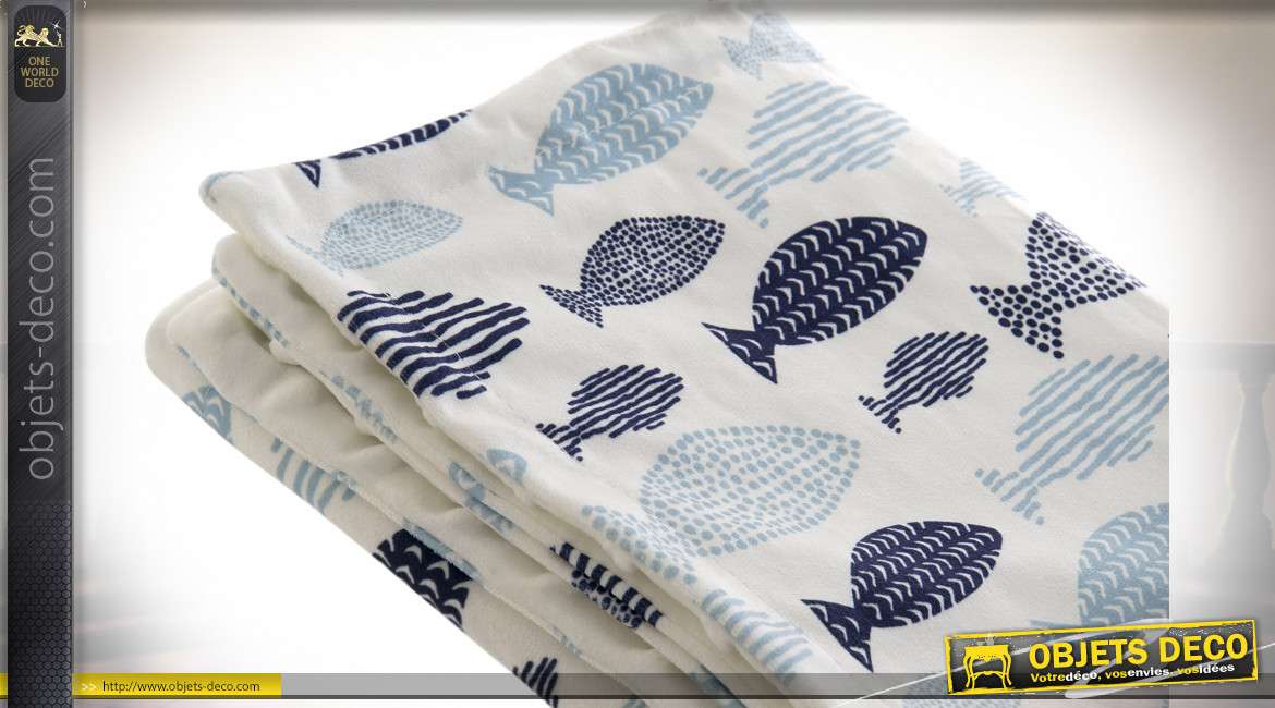 Couverture pour bébé en velours doux, motifs de petits poissons bleus, 100cm