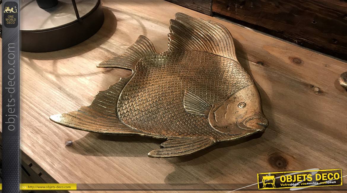 Vide poche finition doré ancien en forme de poisson, 24cm