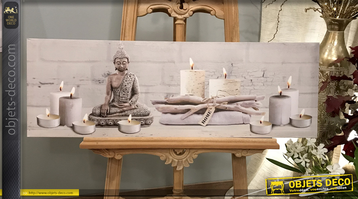 Série de deux tableaux sur le thème de la méditation avec représentation de bouddha, 90cm