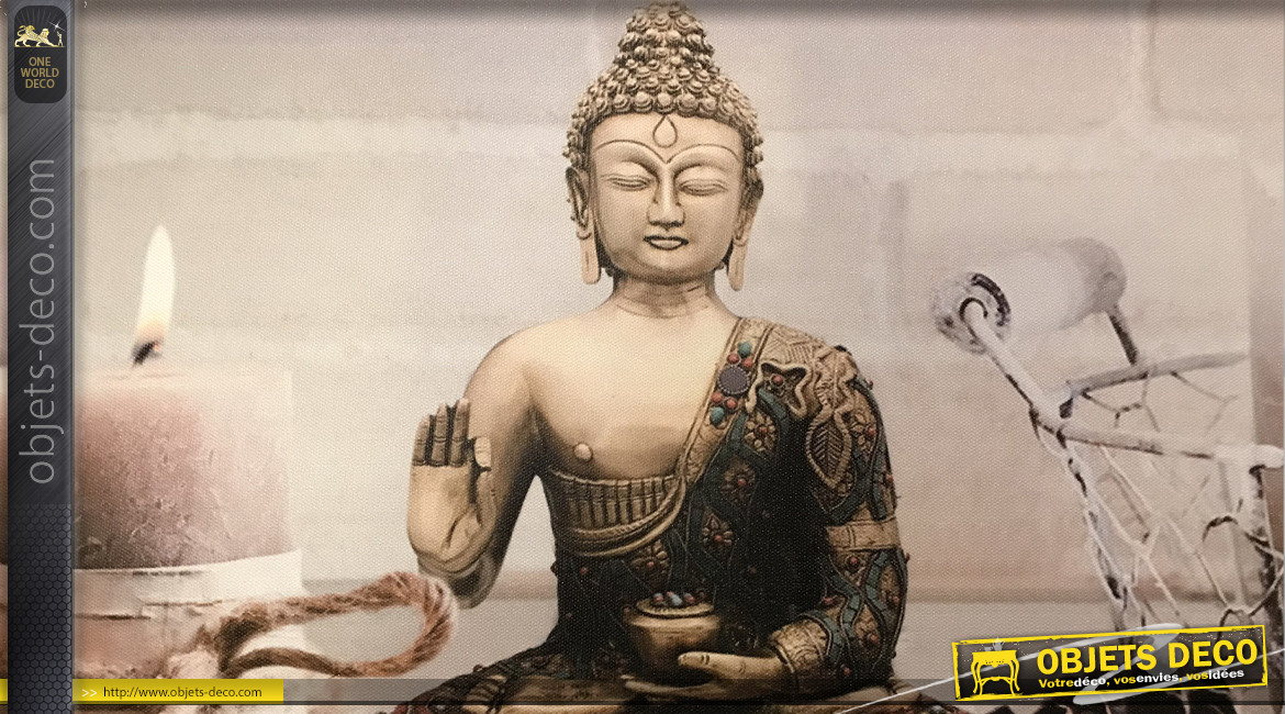 Série de deux tableaux sur le thème de la méditation avec représentation de bouddha, 90cm
