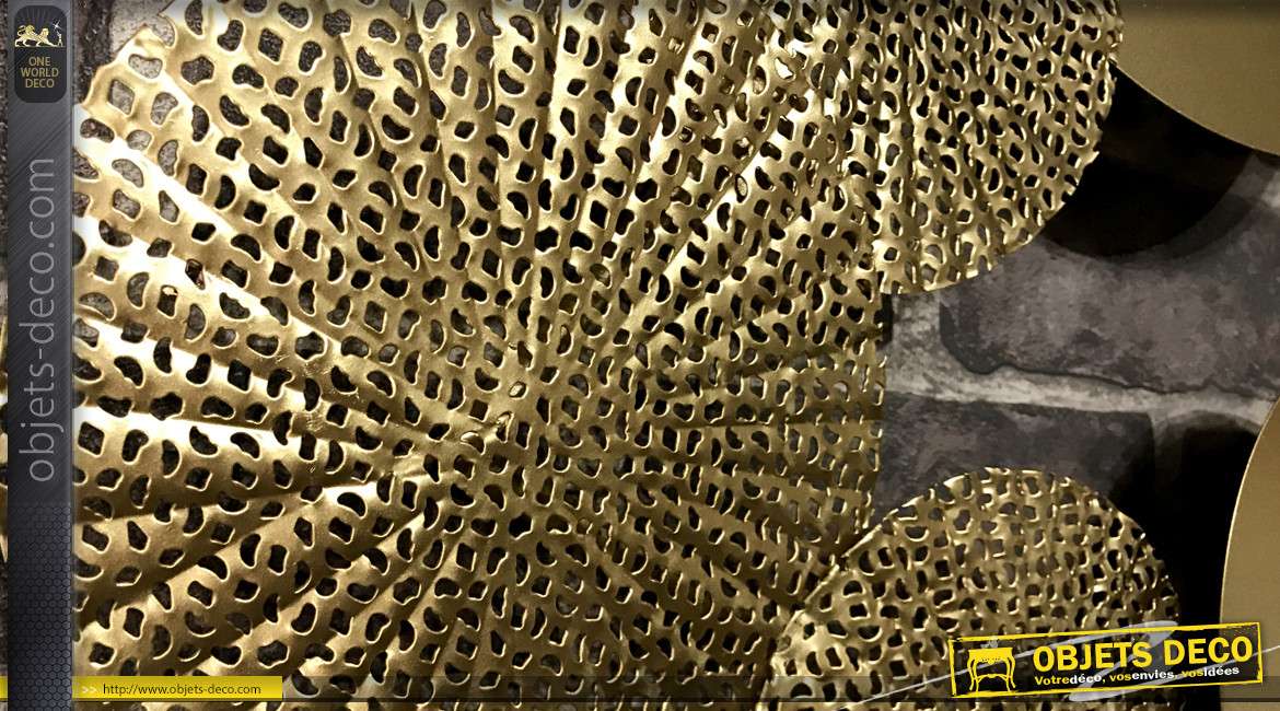 Décoration murale en métal de 100cm, finition doré, motifs de cercles superposés
