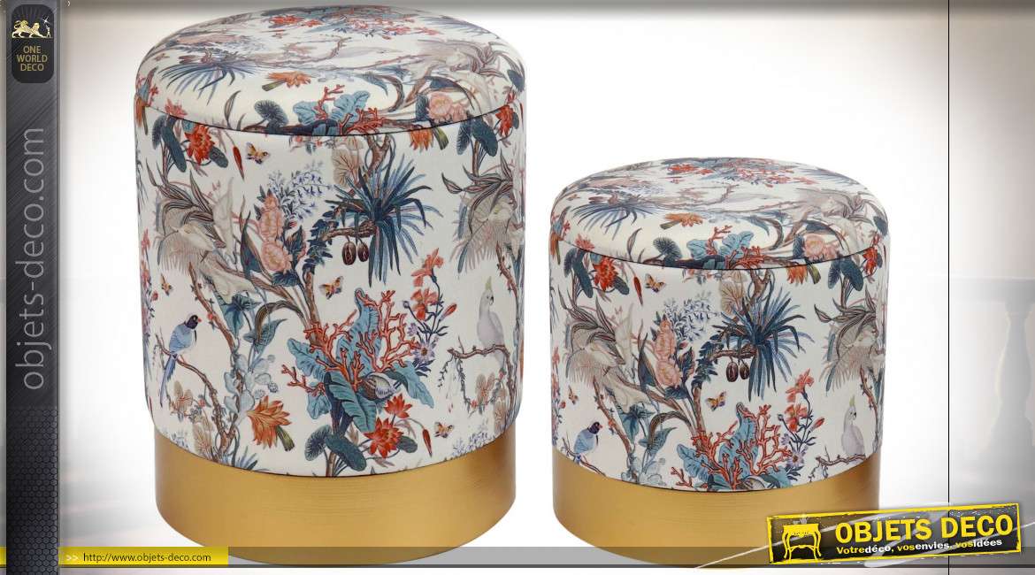 REPOSE-PIEDS SET 2 POLYESTER 35X35X44 35 FLORAL