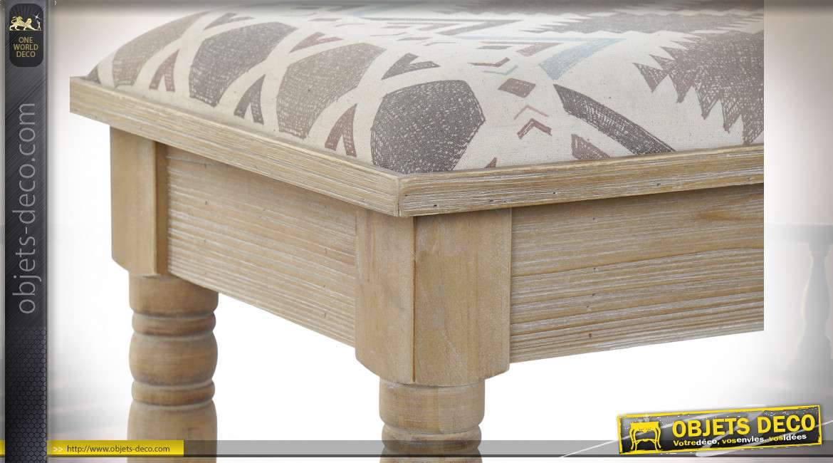 BANQUETTE POLYESTER BOIS 100X40X46 AFRICAIN