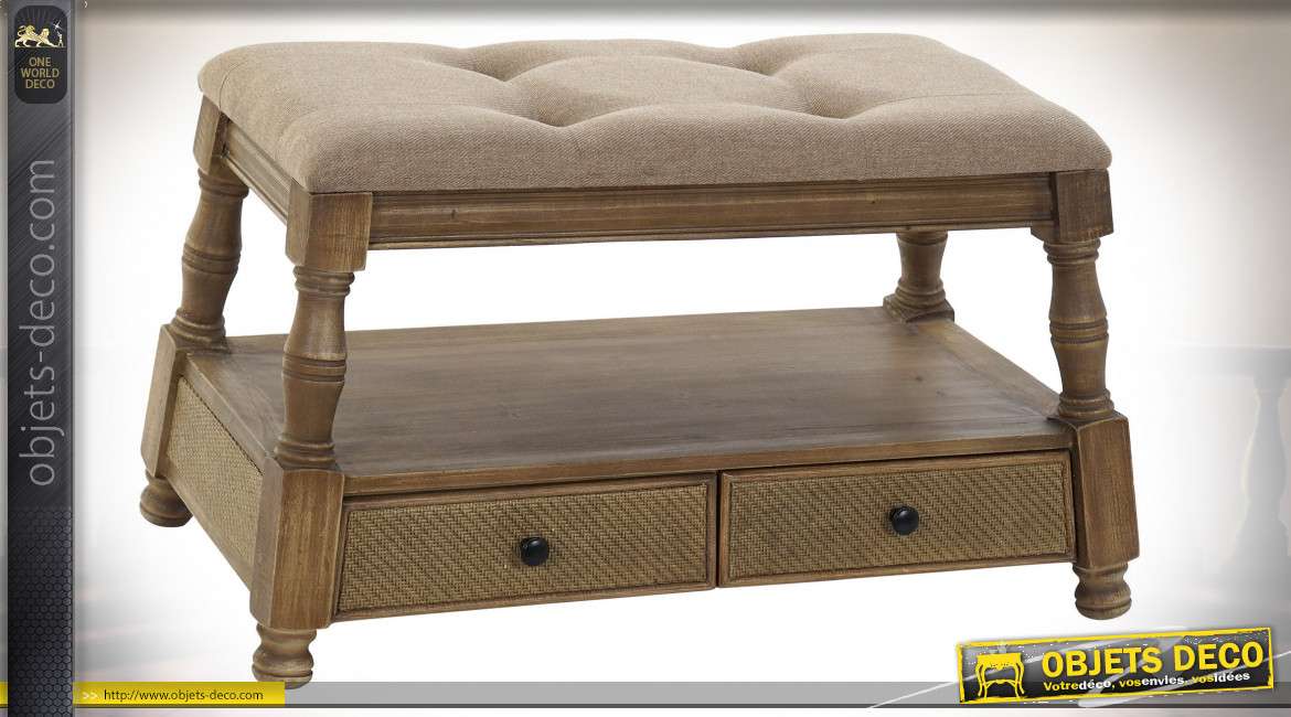 BANQUETTE PIN POLYESTER 85X44X48,5 13,3 2 TIROIRS