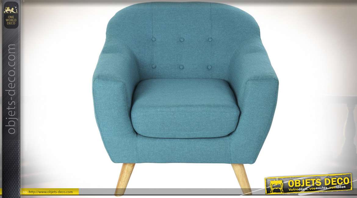 FAUTEUIL POLYESTER BOIS 81X80X80 82 TURQUOISE