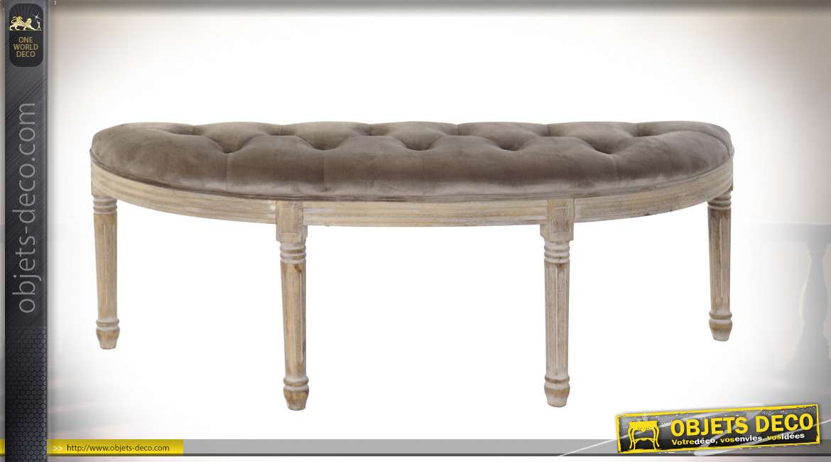 BANQUETTE POLYESTER RUBBERWOOD 125X45X48 VELOURS