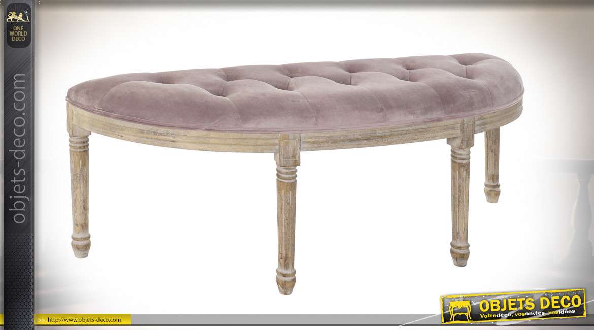 BANQUETTE POLYESTER RUBBERWOOD 125X43X48 VELOURS