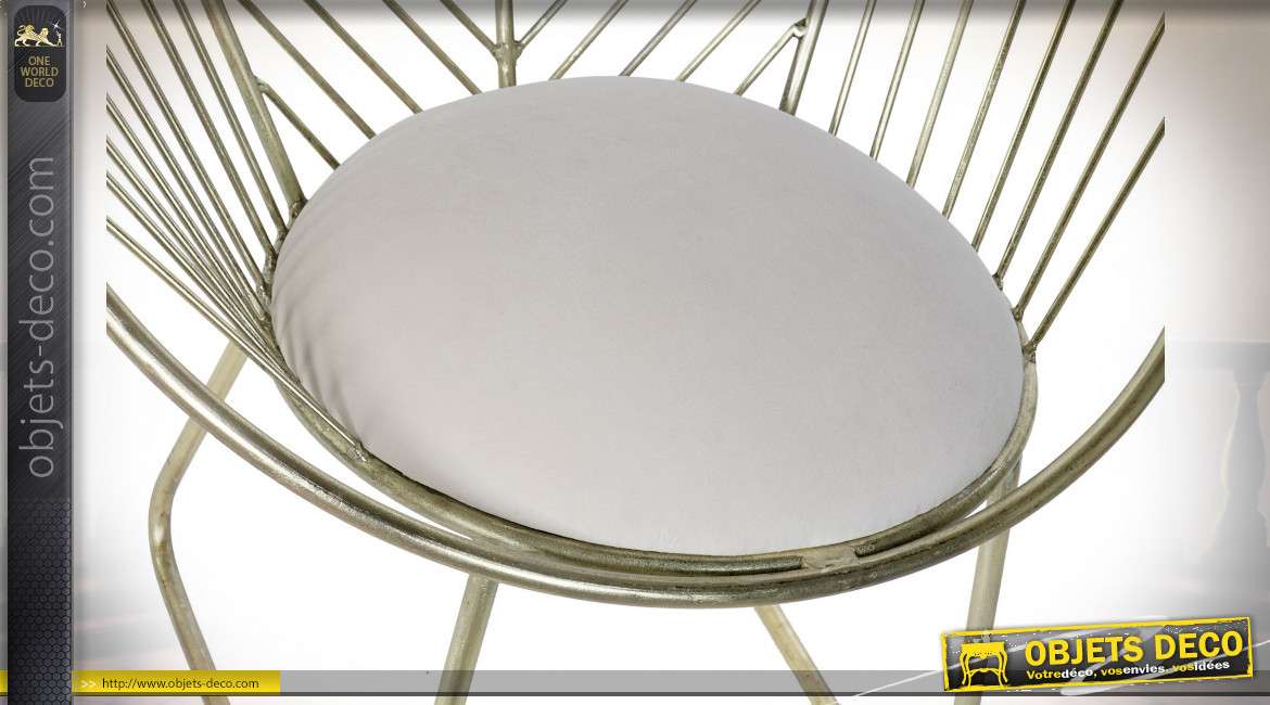 CHAISE FER POLYESTER 72X65X80 CIRCULAIRE DORÉ