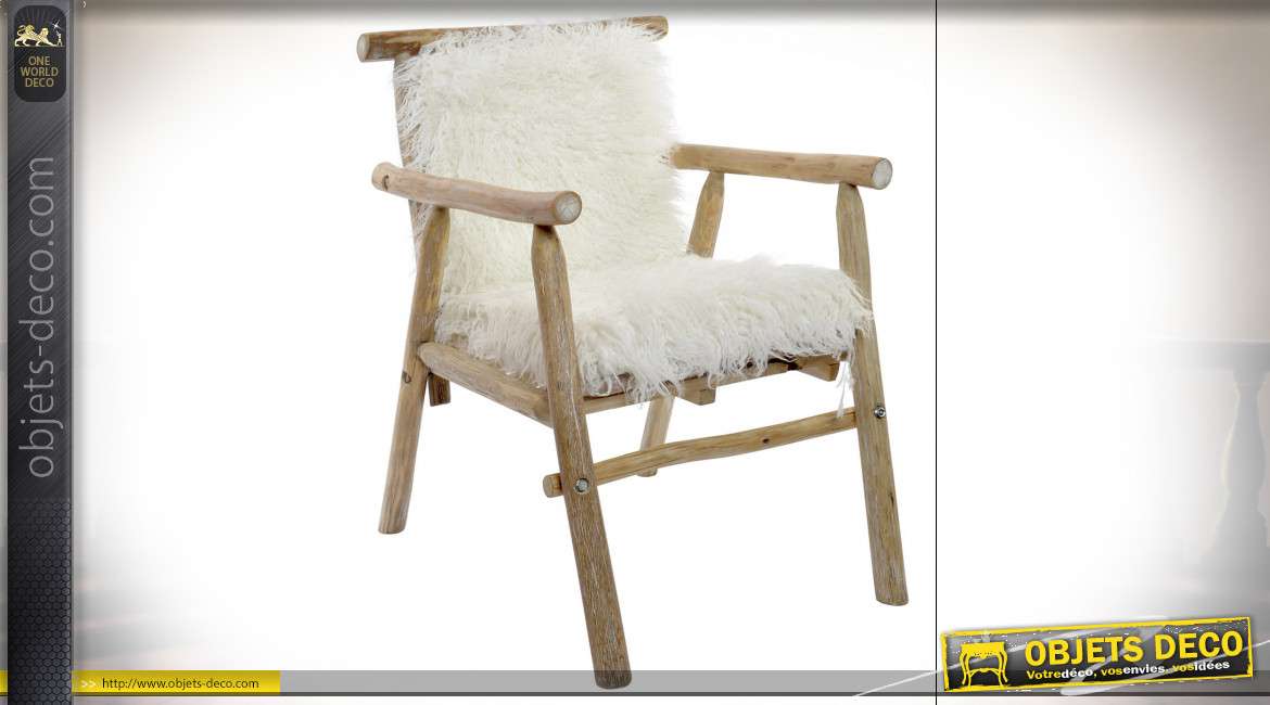FAUTEUIL CHENE POLYESTER 68X55X85 POILS NATUREL