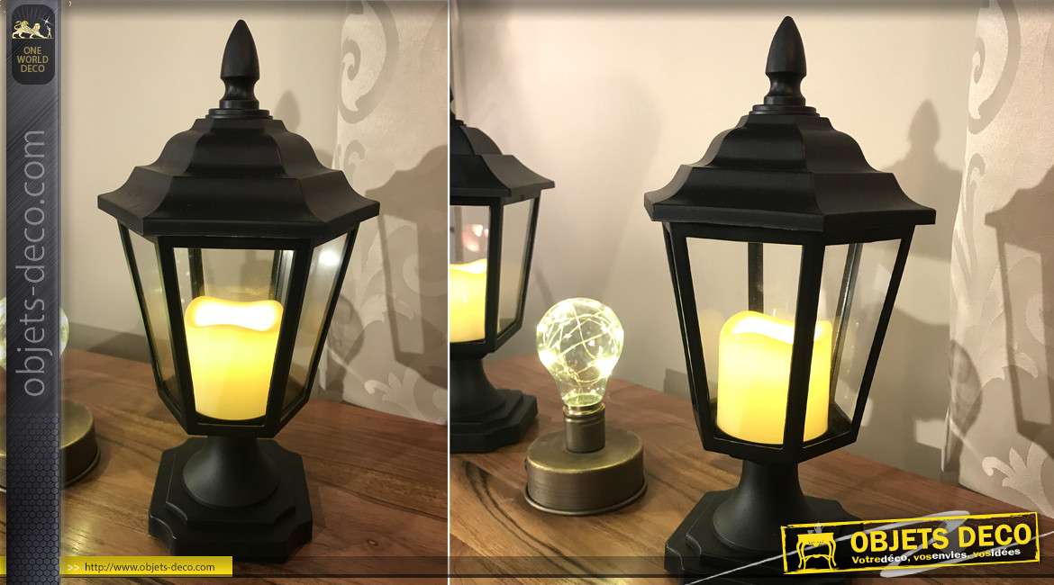 Série de deux lanternes noires avec bougies LED 31 cm
