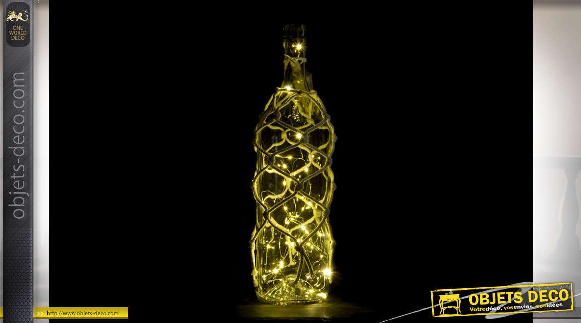BOUTEILLE LED VERRE 16,5X53,5 2XAA CORDE 2 MOD.
