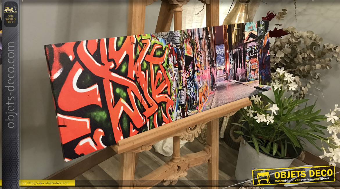 Série de deux tableaux Street Art, esprit graffitis et tags, 90cm