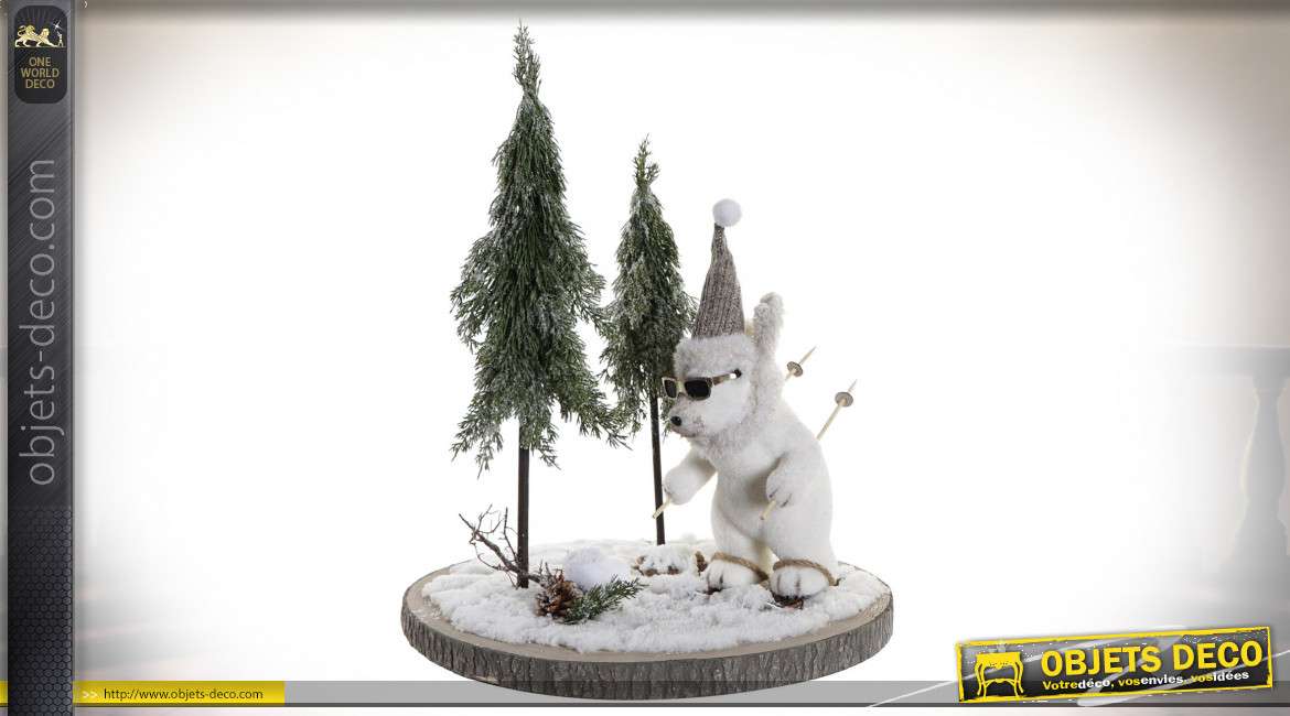 DÉCORATION SAPIN POLYSTYRENE 43X43X53 OURS NATUREL
