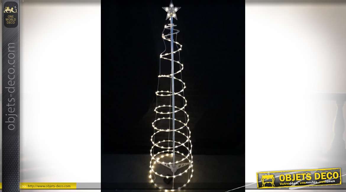 Arbre lumineux de style moderne, forme conique très aérienne, éclairage blanc chaud, 150cm