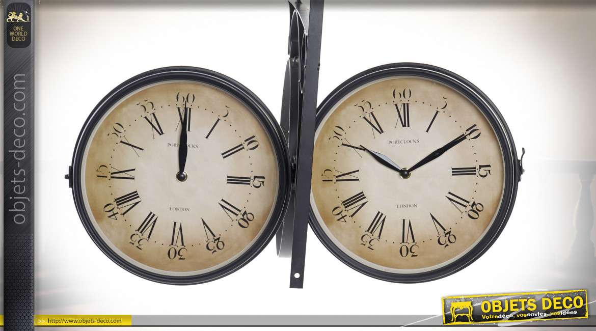 Horloge De Gare Retro Double, Pendule Murales Double Horloge