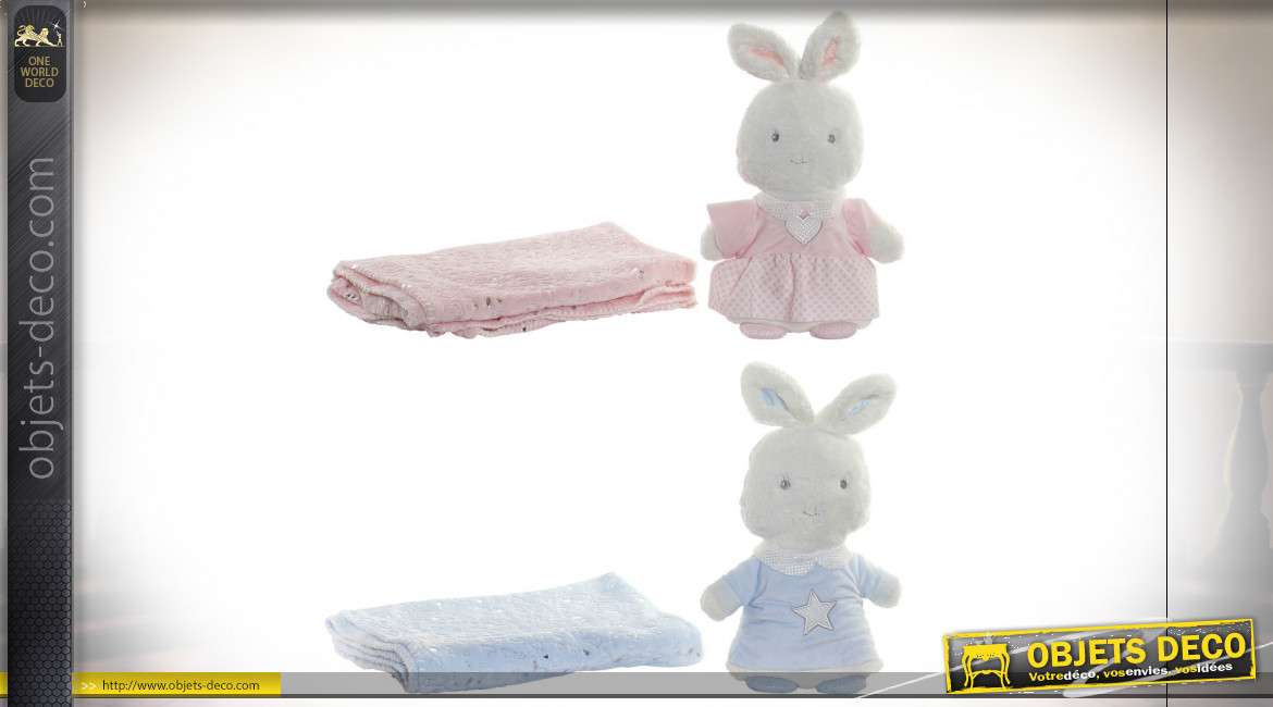 COUVERTURE PELUCHE POLYESTER 75X100 32CM LAPIN 2 M