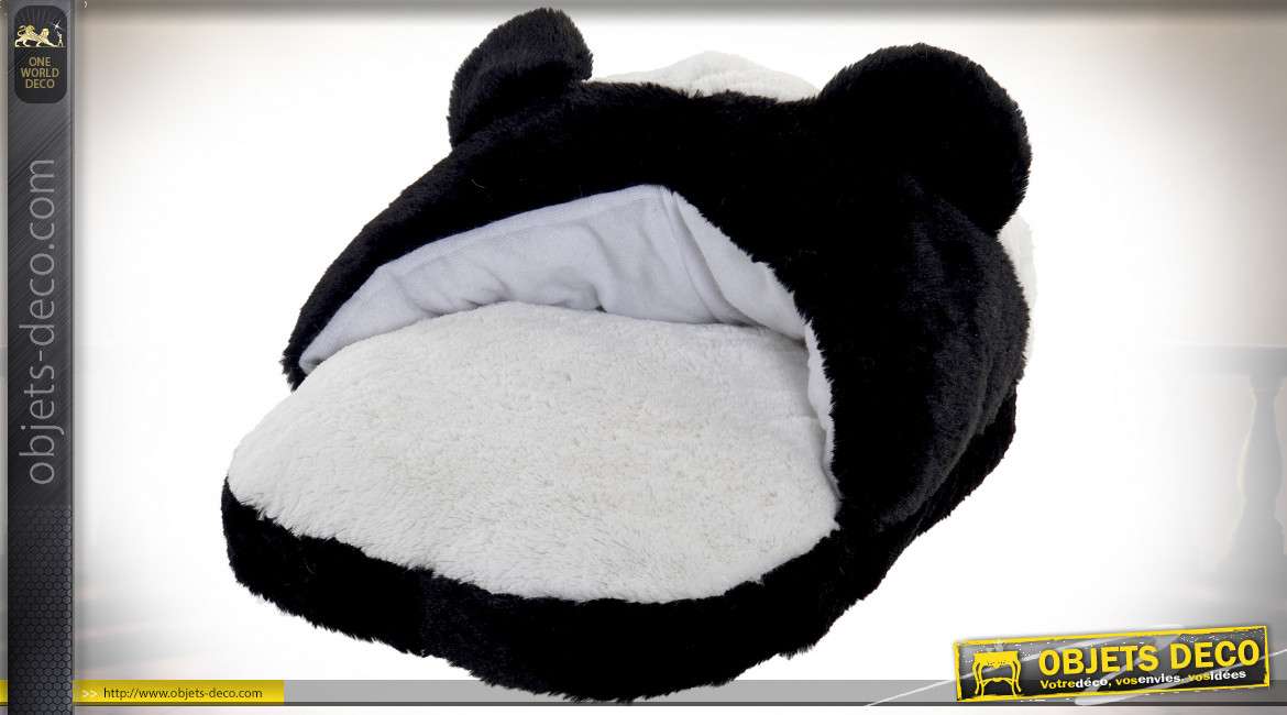 Chauffe-pieds en forme de panda noir, doux et chaud, en polyester, 40cm