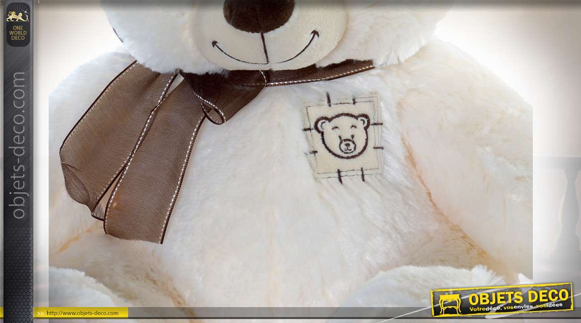 Ours en peluche blanc, pour cadeau d'enfant ou décoration chaleureuse, 40cm