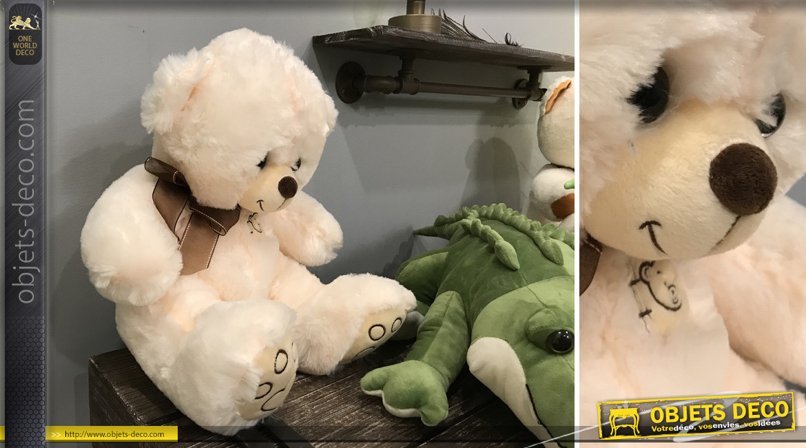 Ours en peluche blanc, pour cadeau d'enfant ou décoration chaleureuse, 40cm