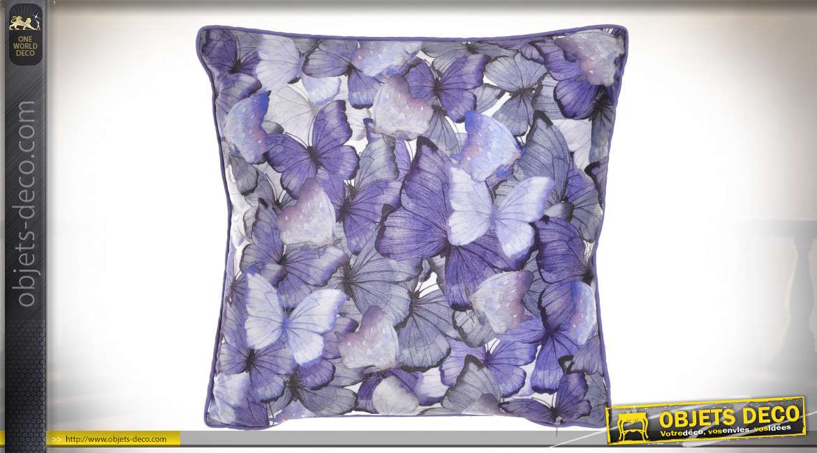 COUSSIN POLYESTER 45X45 540 GR. PAPILLONS LILAS