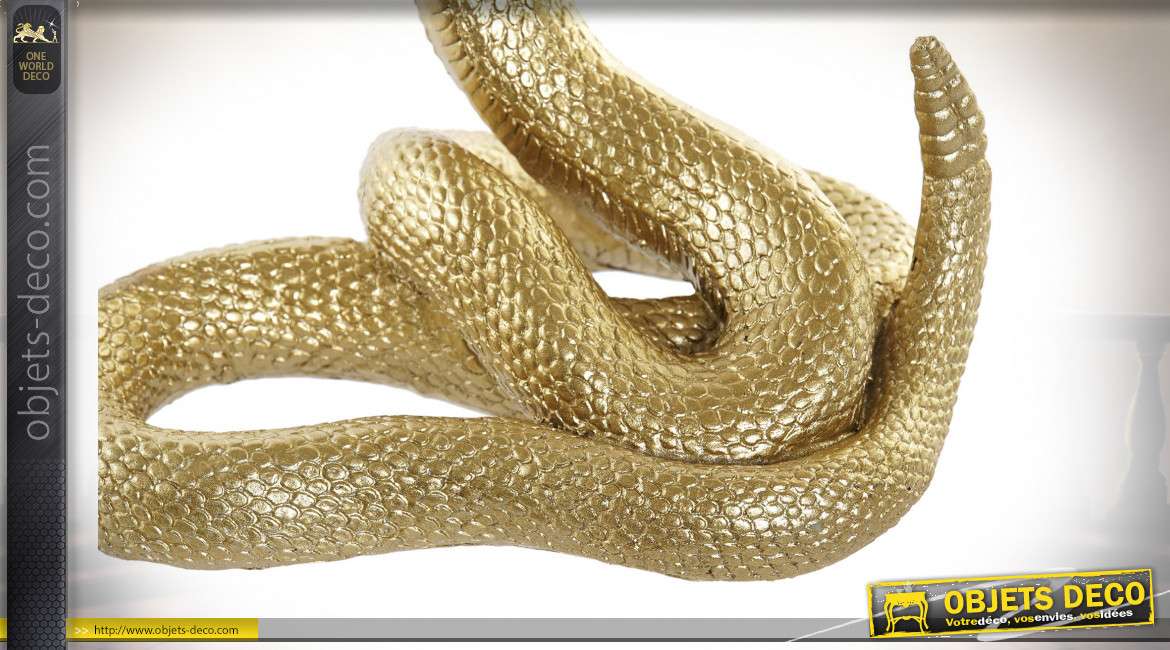 Statuette de serpent à sonnette en résine finition dorée esprit Egyptien, 18cm