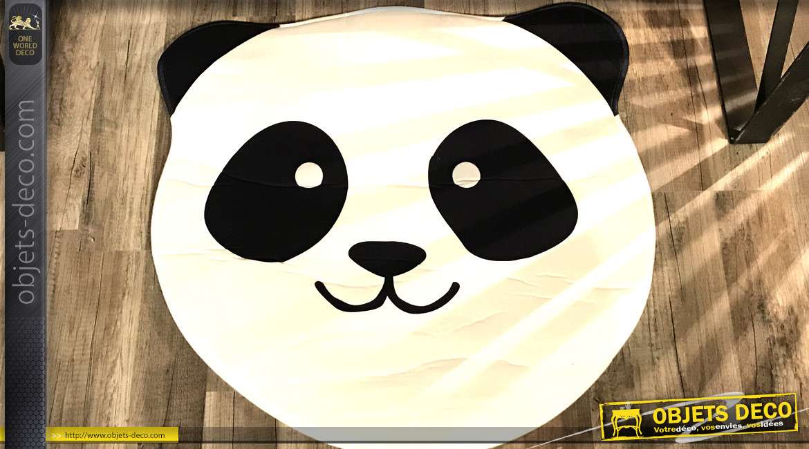 Tapis décoratif en forme et aux couleurs du Panda, noir et blanc de 67cm