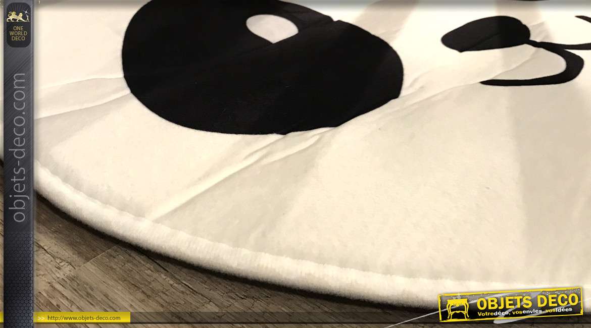 Tapis décoratif en forme et aux couleurs du Panda, noir et blanc de 67cm