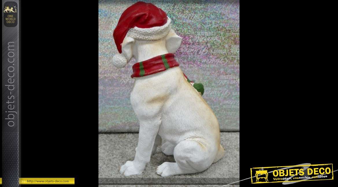 Statuette de chien déclinée sur le thème de Noël 33 cm