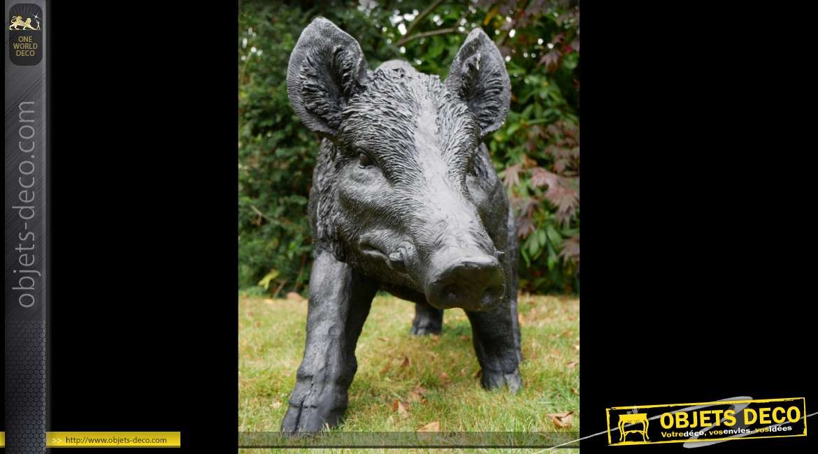Grande sculpture animalière de sanglier (1 mètre)